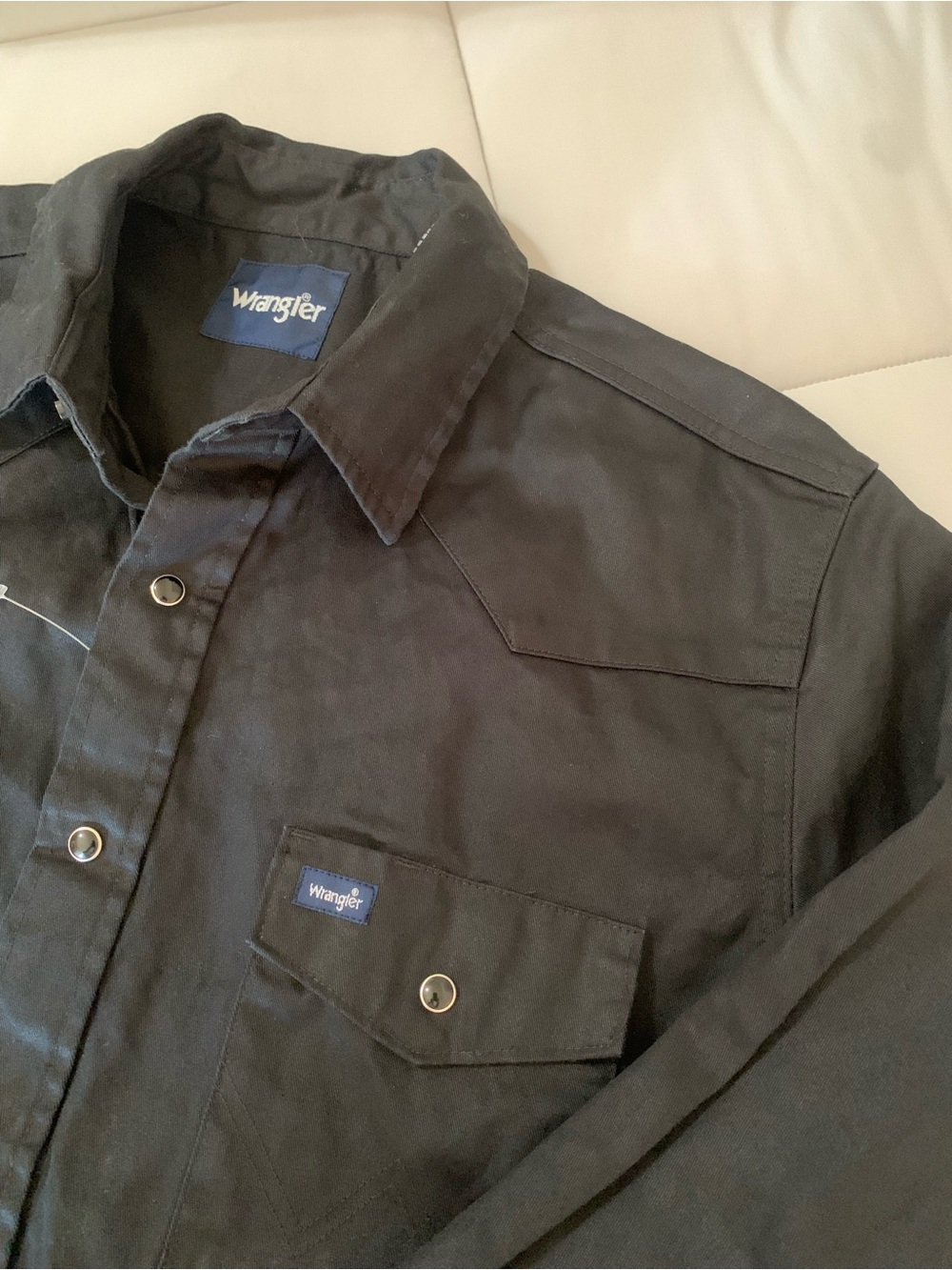 Wrangler NWOT Black Mens Pearl snap Western Shirt Size Large